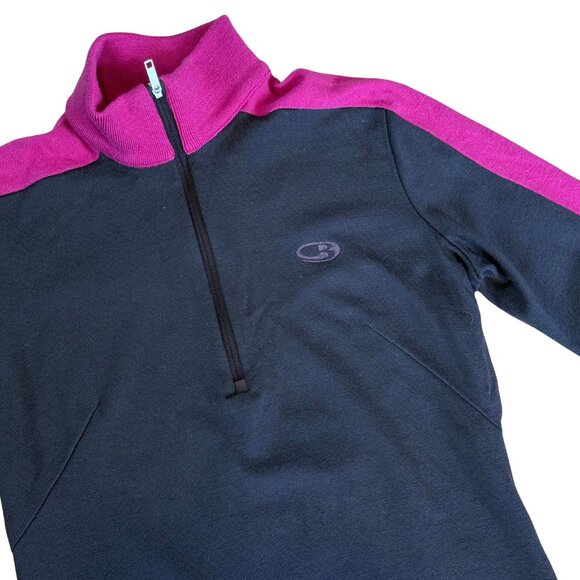 764. ICEBREAKER Merino Wool Sport 320 Quarter Zip Purple Pullover Top EUC XS - Picture 3 of 5